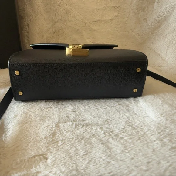 Saint Laurent Cassandra Mini Black with Gold Hardware Leather Adjustable Strap - Picture 11 of 17